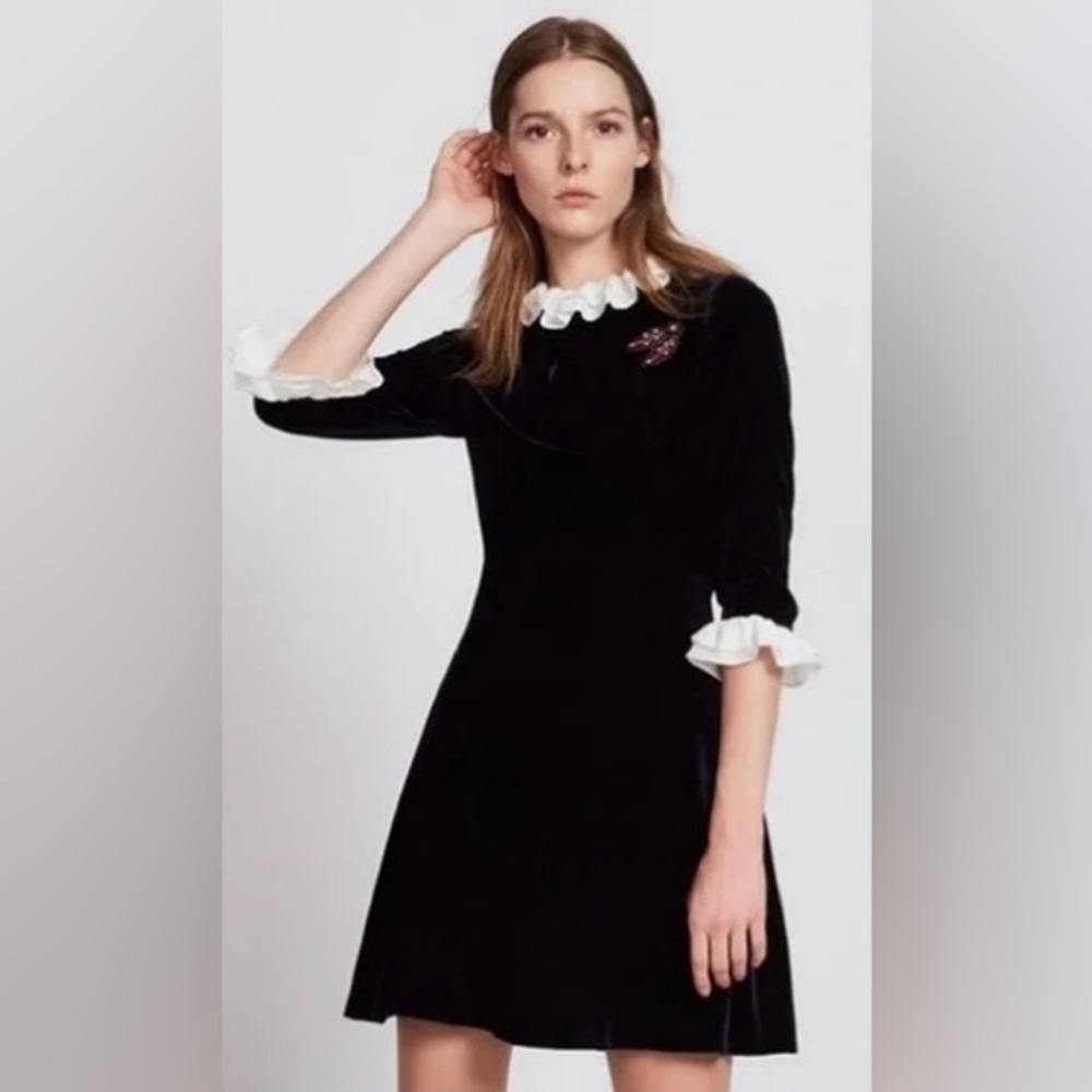 Sandro Kate Velvet Dress Size 34 (XS)